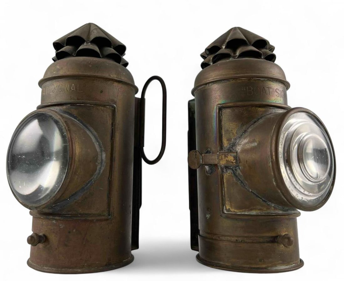 Two Antique Perkins Kerosene Boat Signal Lanterns (1 of 13)