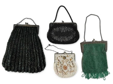Four Antique Beaded Handbags