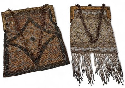 Two Antique Micro Beaded Evening Bags