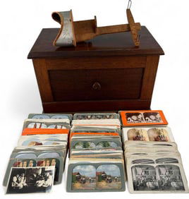 Antique Stereoscope With Over 275 Cards, Including Hawaii, Native Alaskans, African Americans