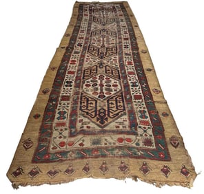 Antique Hand Knotted Tribal Runner Rug