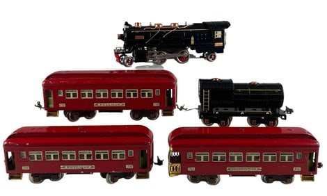 Five Piece O Gauge Metal Train Set With Mike's Train House Locomotive