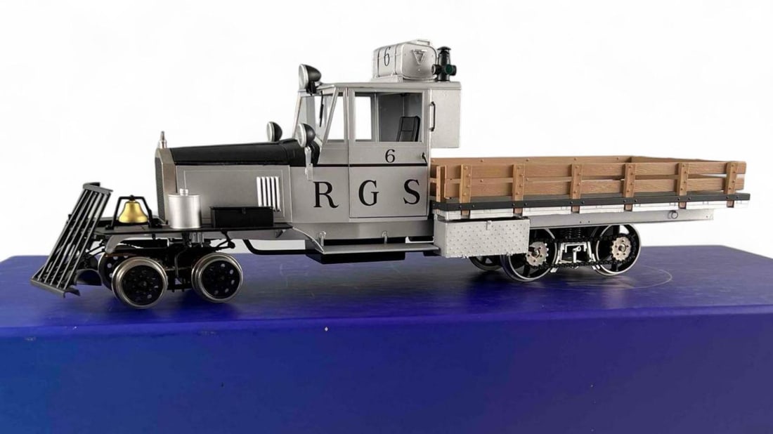 Berlyn Locomotive Works Rio Grande Southern Railroad Work Goose No. 6: Berlyn Locomotive Works Rio Grande Southern Railroad Work Goose No. 6. Scale 1:20.3. Includes original box. Box approximately 19.25L x 8.125W x 7.1875H in.