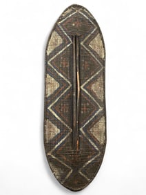 Mongo, Democratic Republic Of The Congo, Painted Wicker Shield