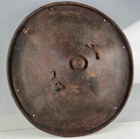 19th Century Ethiopian Embossed Buffalo Hide Shield
