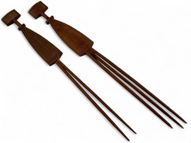 Two Zanzibar Islands Carved Wood Combs, 20th Century