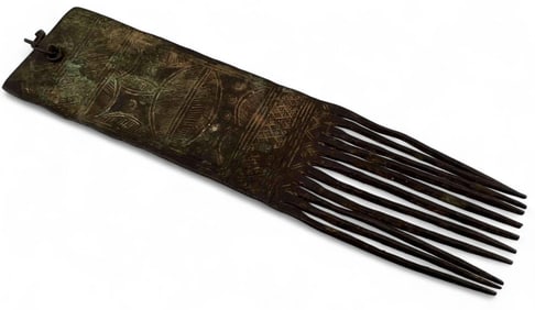 Engraved Bronze Comb, Southern Nigeria