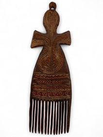 Papua New Guinea, Purari Delta Area Polychrome Wood Comb, Early 20th Century