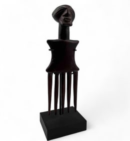 Songye, Democratic Republic Of The Congo, Carved Figural Comb