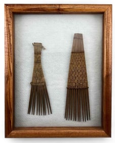 Two African Woven Hair Combs