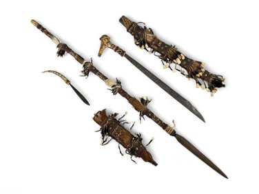 Indonesian Dayak Mandau Sword, Dagger & Spear