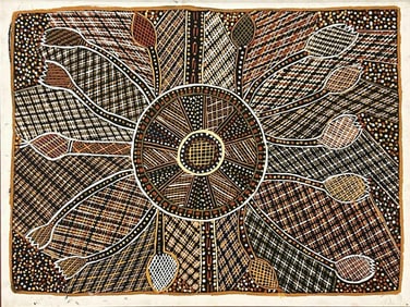 Marie Evelyn Puautjimi, (Tiwi, 20th C.) Australian Aboriginal Composition On Board