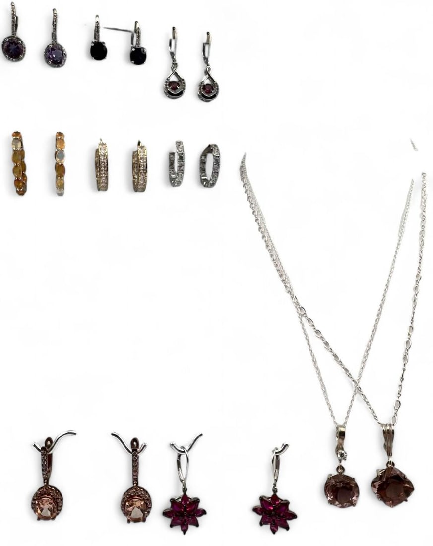 Lot Of Sterling Silver Gem Set Jewelry (1 of 12)