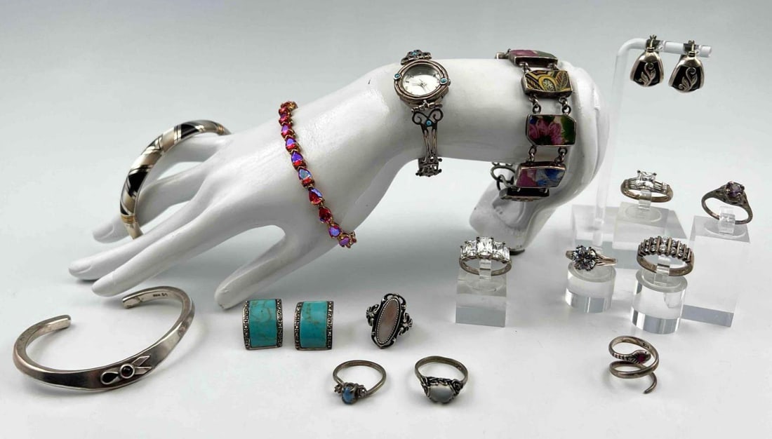 Lot Of Sterling Silver Jewelry, Many Gem Set Pieces (1 of 16)