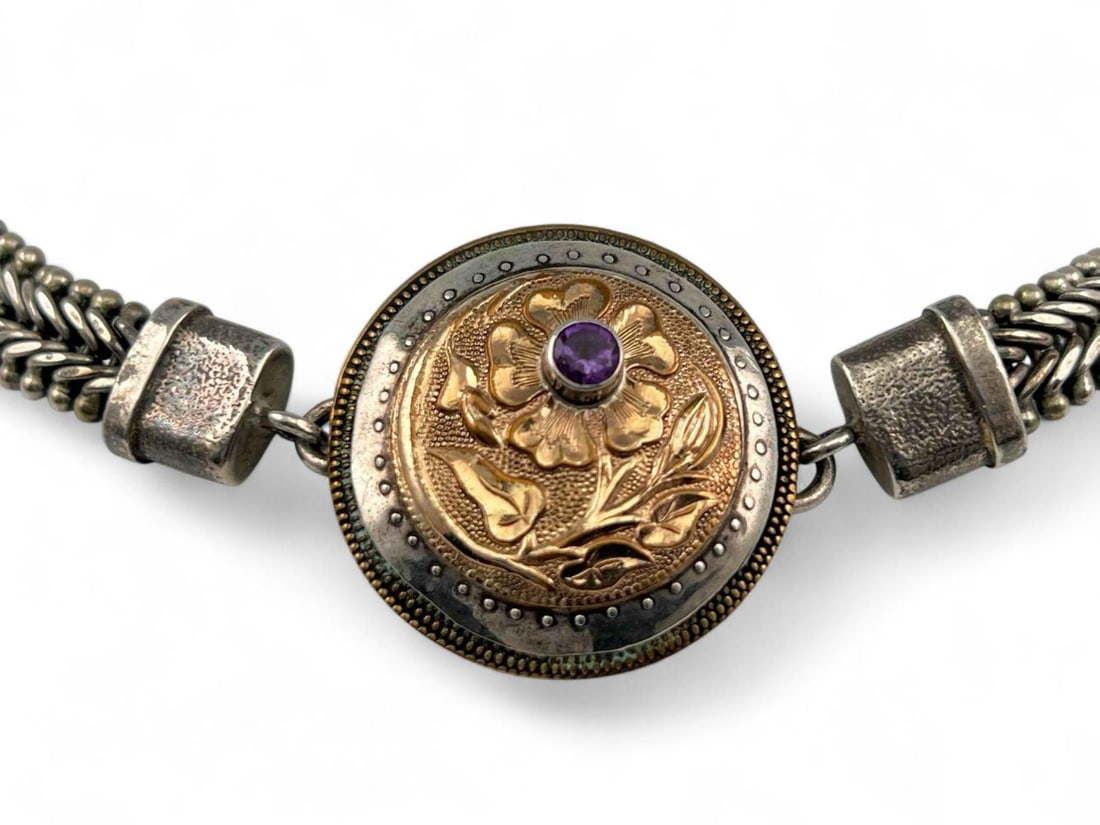 Tabra Sterling Silver Gold Overlay Amethyst Necklace (1 of 7)