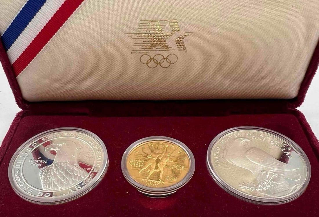 United States Mint 1894 Olympic Gold & Silver Coin Set With Ten Dollar Gold Coin (1 of 4)