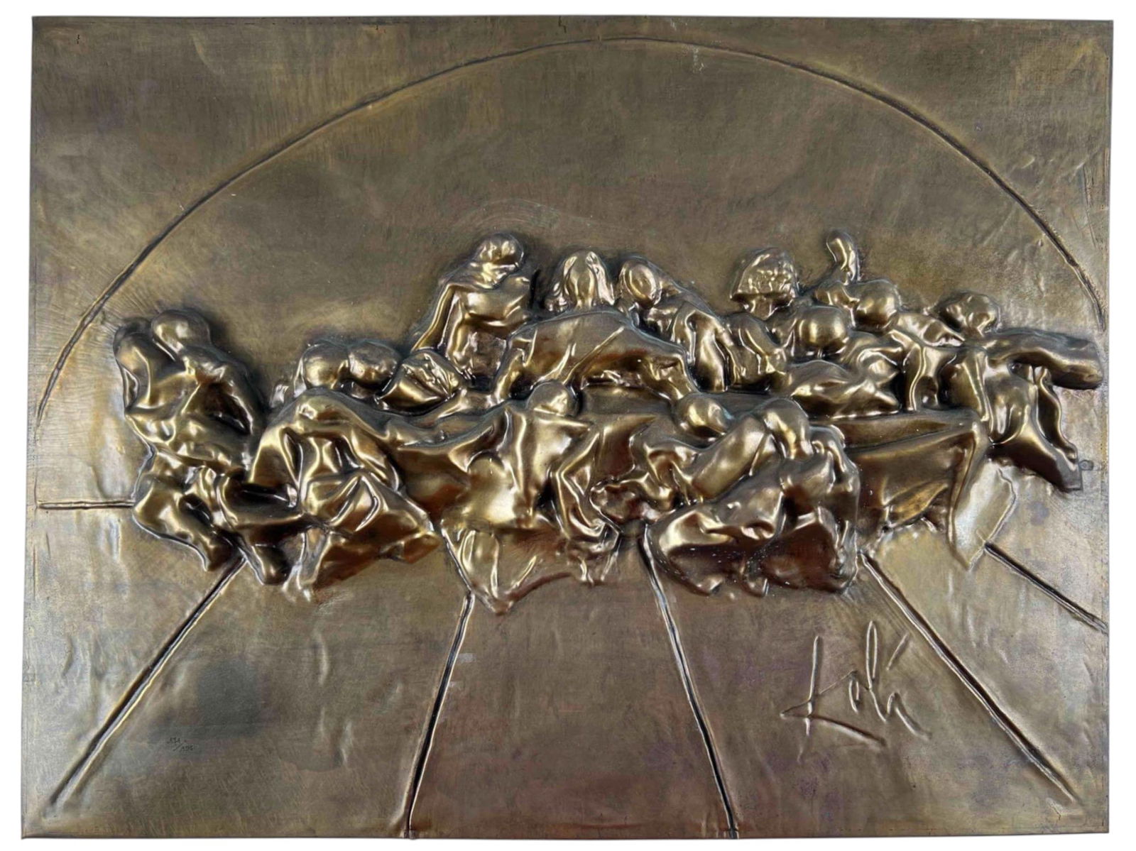 After Salvador Dali, The Last Supper, Bronze Edition Bronze Bas Relief Sculpture