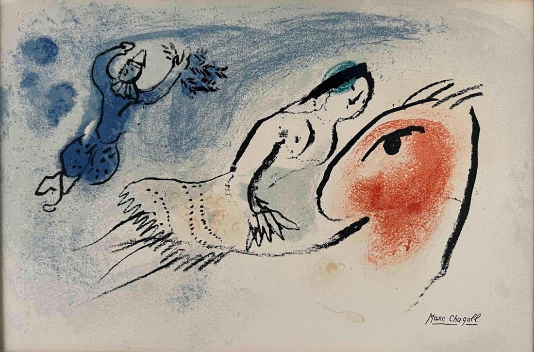 Marc Chagall, Carte De Voeux Pour Aim? Maeght, Color Lithograph (1 of 9)