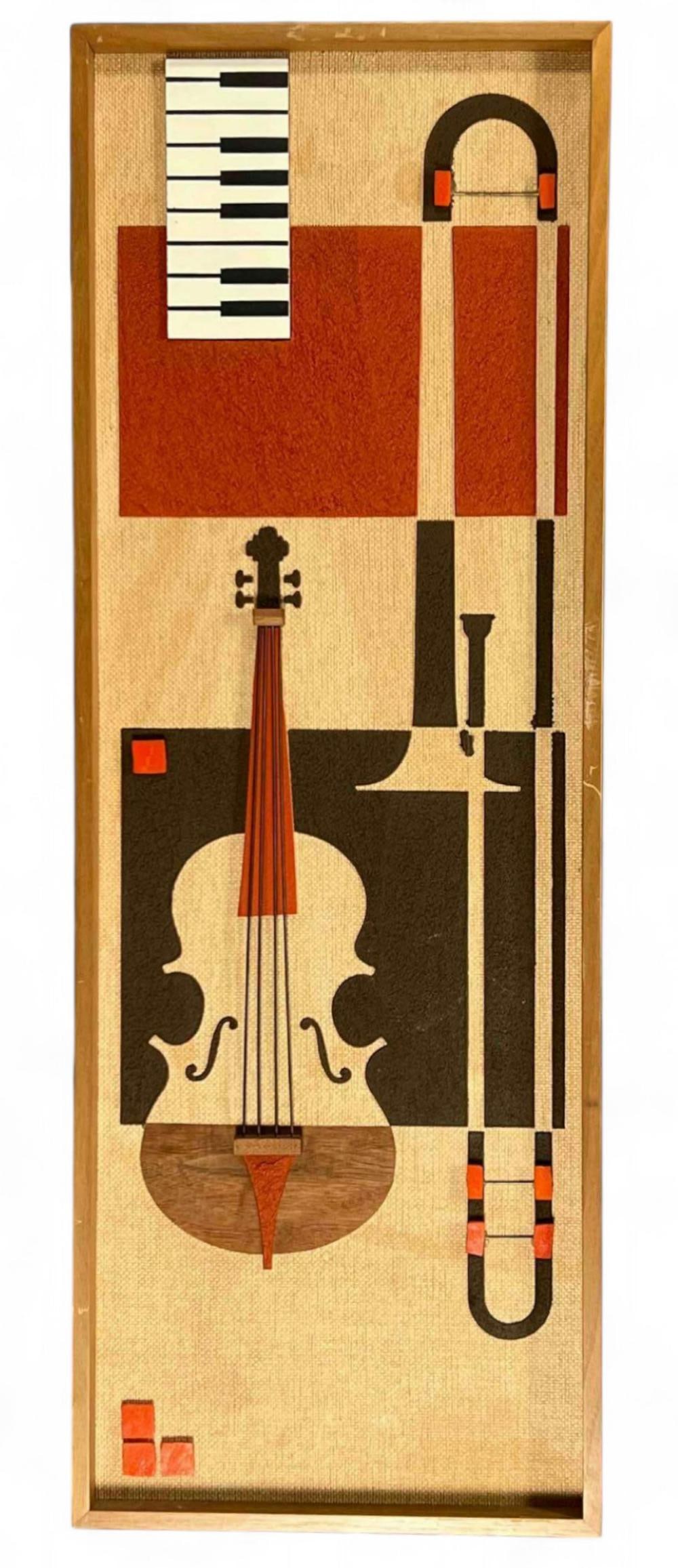 Mid Century Modern Cubist Geometric Composition Of Musical Instruments (1 of 10)