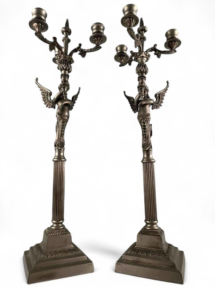 Pair Of Decorative Metal Candelabra With Mermaids (1 of 9)
