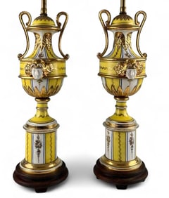 Pair Of 19th Century Porcelain Urns, Mounted As Table Lamps