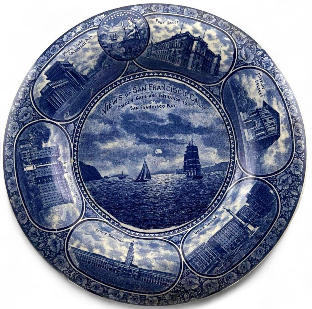 Views Of San Francisco Blue & White Staffordshire Plate (1 of 14)