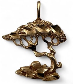 14K Lone Cypress Tree Pendant