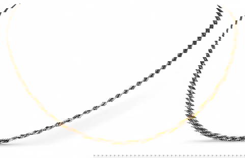 14K Braided Tricolor Gold Necklace: 14K Braided Tricolor Gold Necklace, 2.1g. Marked "14KT." Length approximately 16.0in. Width approximately 1.7mm. ALL CREDIT CARDS WILL BE MANUALLY VERIFIED PRIOR TO SHIPMENT.