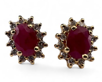 14K Pink Sapphire Moissanite Earrings