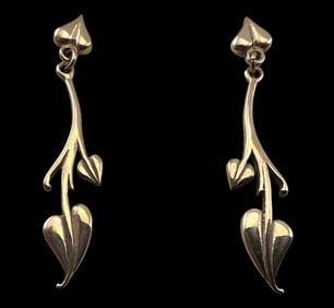 9K Yellow Gold Vine Earrings