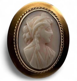 Antique 10K Shell Cameo Brooch