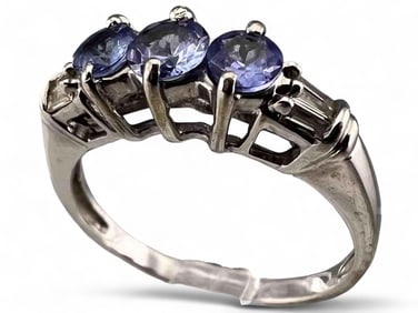 14K White Gold Gem Set Ring