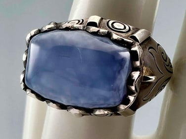 Shreve Saville Southwestern Sterling Silver Chalcedony Ring