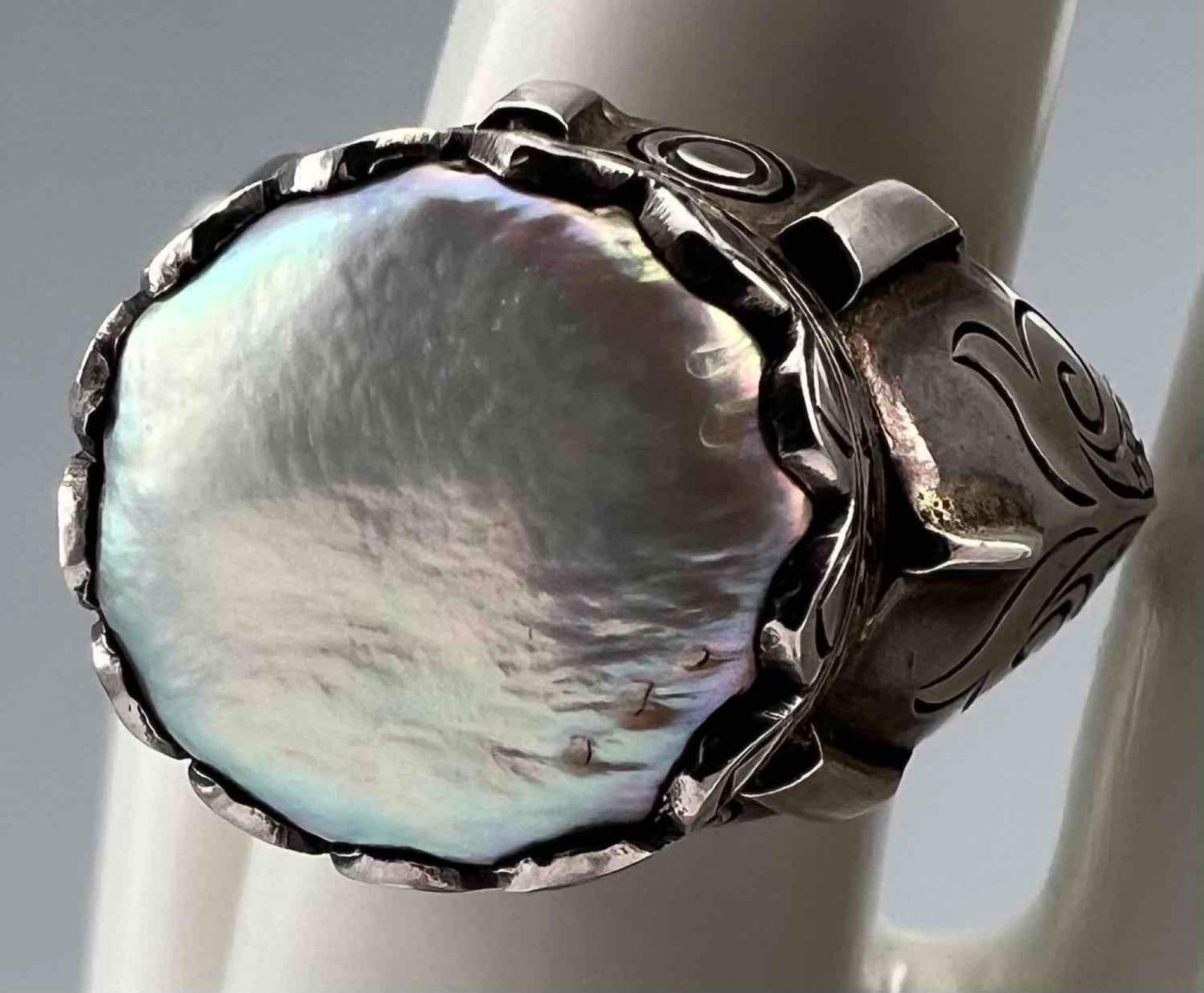 Shreve Saville Southwestern Sterling Silver Baroque Pearl Ring (1 of 5)