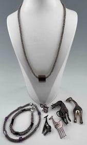 Sterling Silver Jewelry Lot, Many Giraffe Shaped Pieces