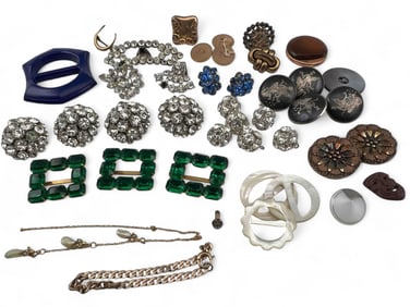 Vintage Buttons, Buckles & Costume Jewelry