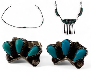 Native American Sterling Silver Turquoise Necklaces & Earrings