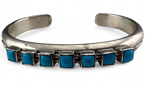 Native American Sterling Silver Turquoise Cuff Bracelet