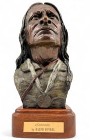 Ralph Roybal (American, B. 1955), Satanta, Bronze Bust Of Native American Man