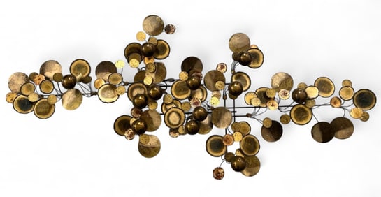 Curtis Jere, "Raindrops," Brass & Steel Wall Sculpture