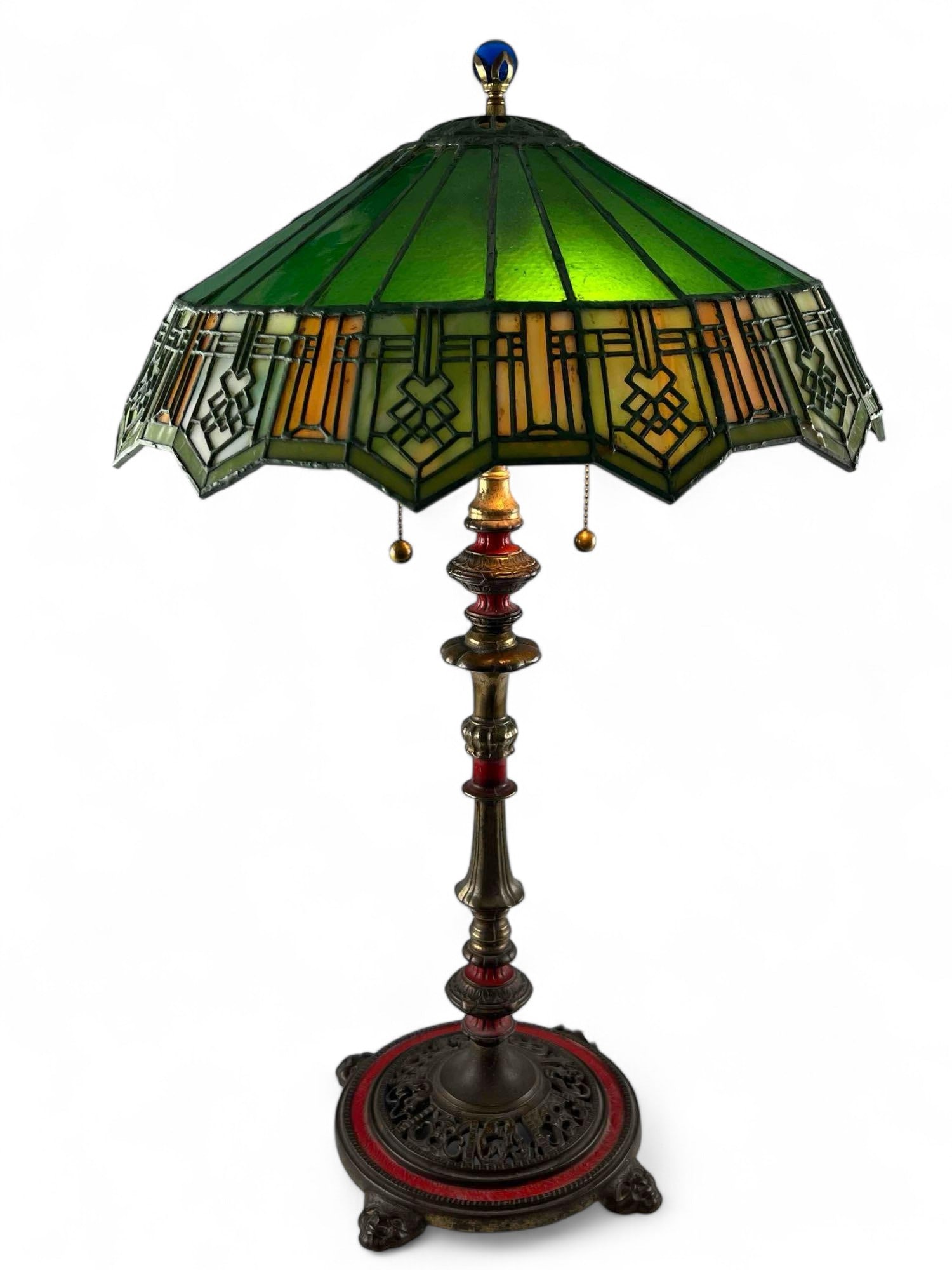Arts & Crafts Leaded Glass Table Lamp (1 of 15)