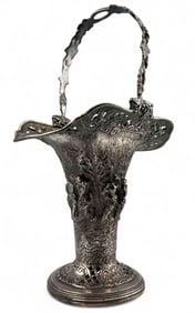 Barbour Silver Plate Repousse Basket Form Vase