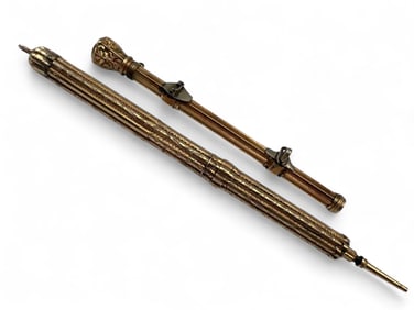Two Antique 14K Pencils, One Set With Citrine
