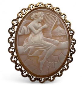 Antique 14K Shell Cameo Brooch