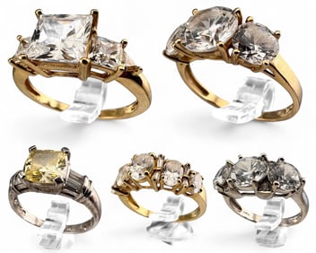 Five 14K CZ Rings