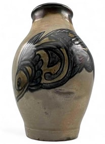Jiro Kinjo, (Okinawa, 1912-2004), Pottery Vase With Fish Motif