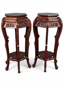 Pair Of Asian Wood Plant Stands