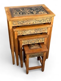 Set Of Chinese Carved Wood Nesting Tables