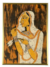 Indian Batik Textile Portrait
