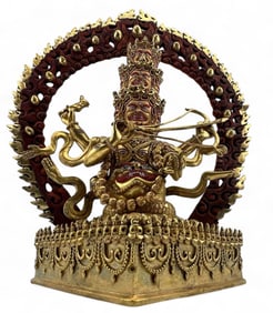 Himalayan Gilt & Enameled Bronze Sculpture Of Rahula